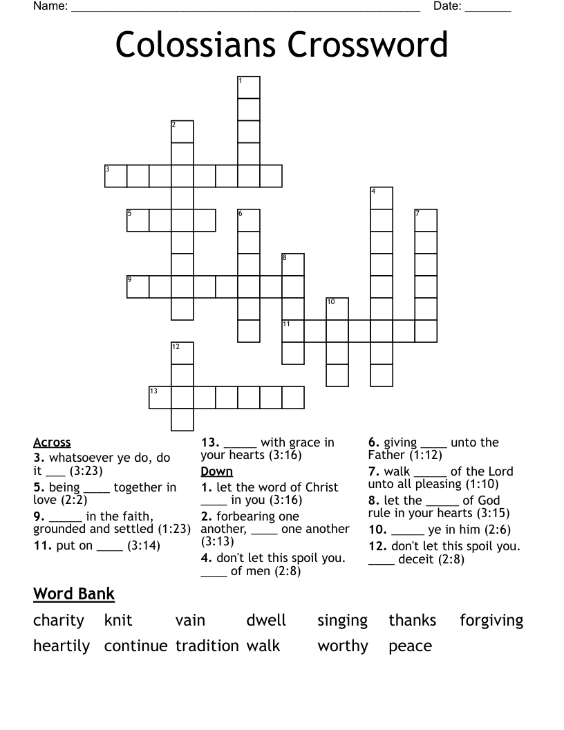 Colossians Crossword