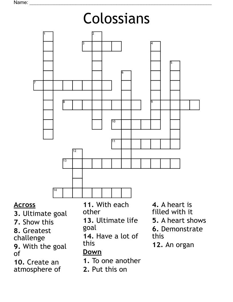 Colossians  Crossword