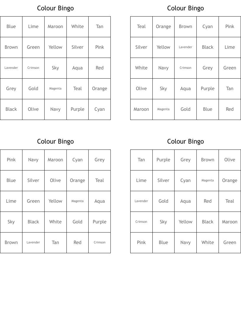 Colour Bingo