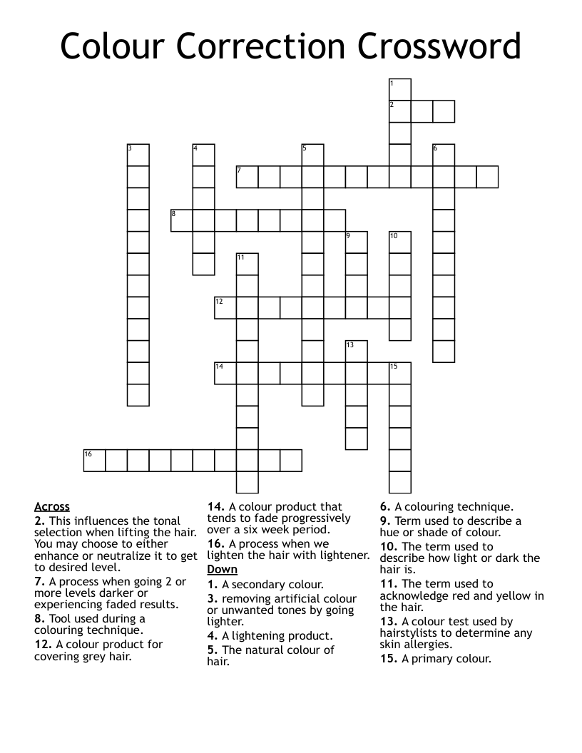 Colour Correction Crossword