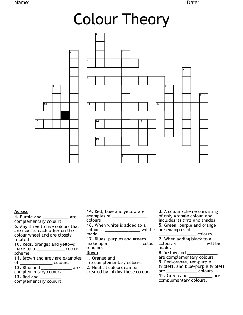 Colour Theory Crossword