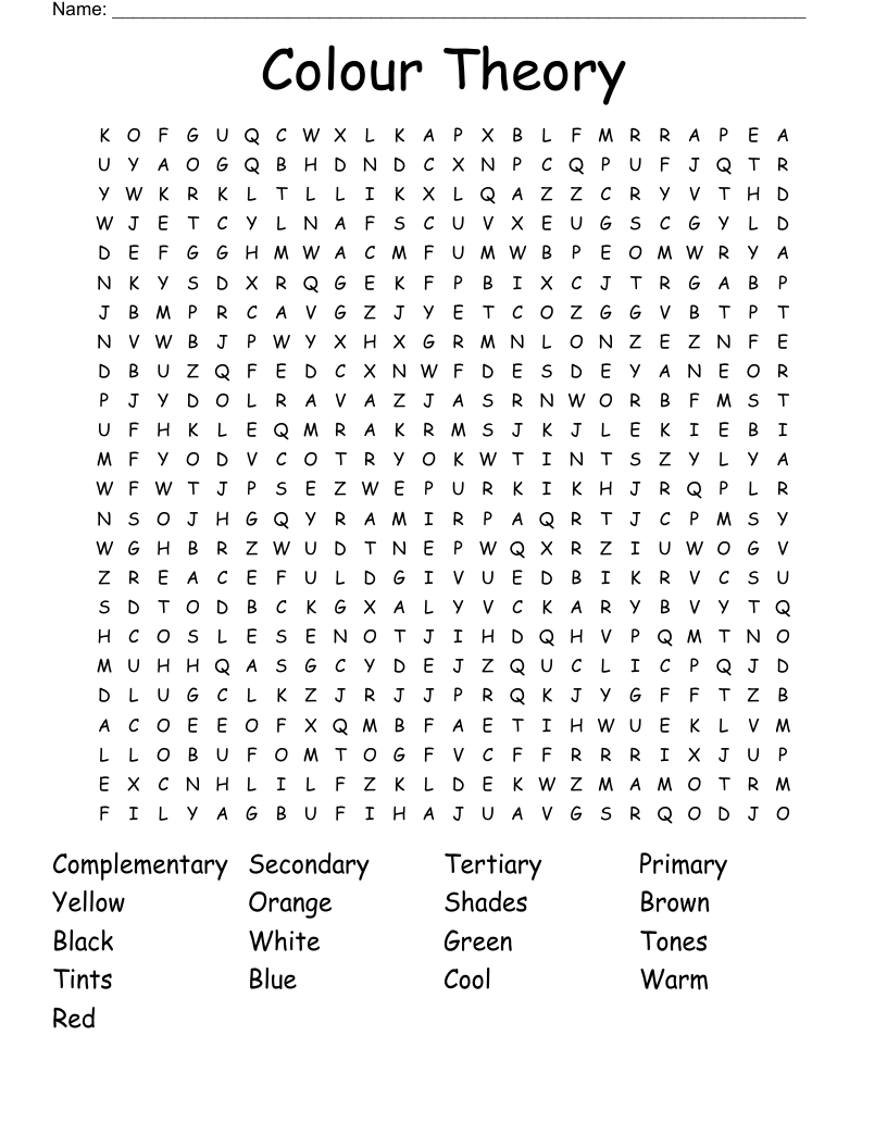Colour Theory Word Search
