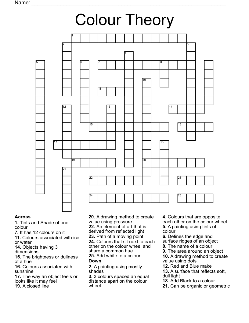 Colour Theory Crossword