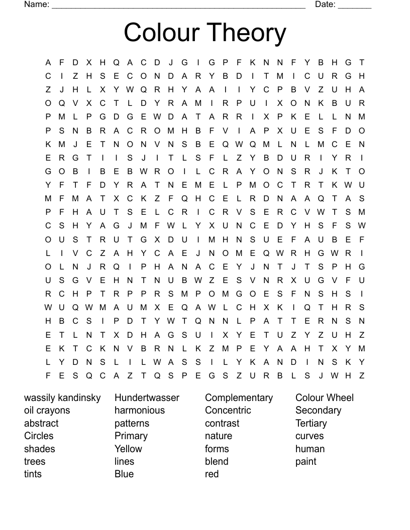 Colour Theory  Word Search