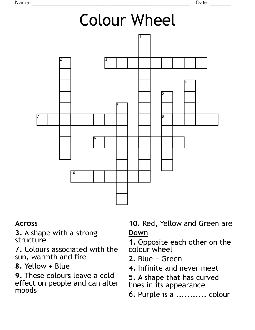 Colour Wheel Crossword