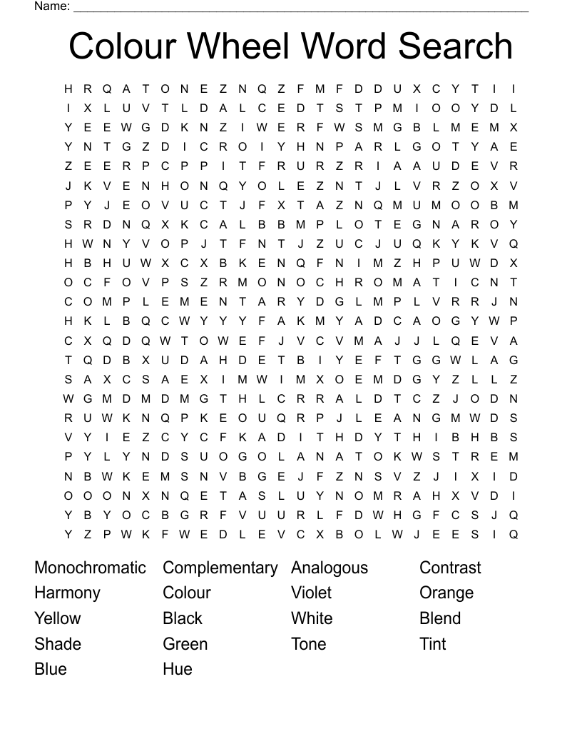 Colour Wheel Word Search