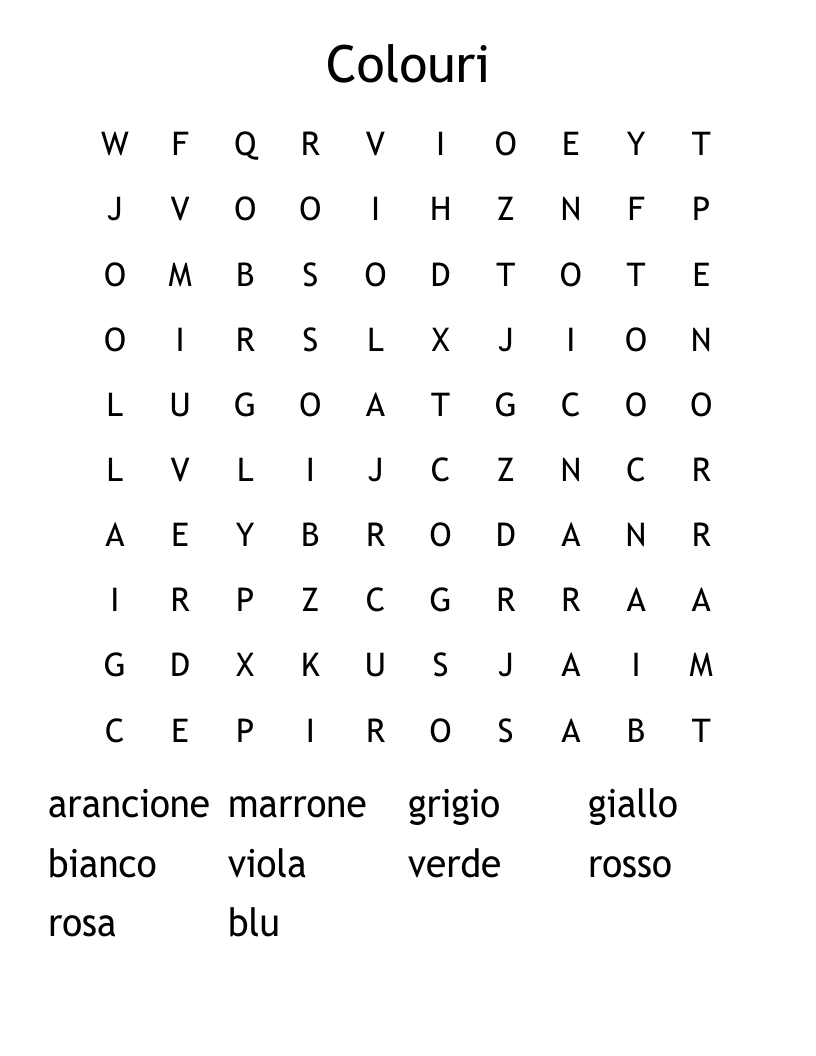 Colouri Word Search