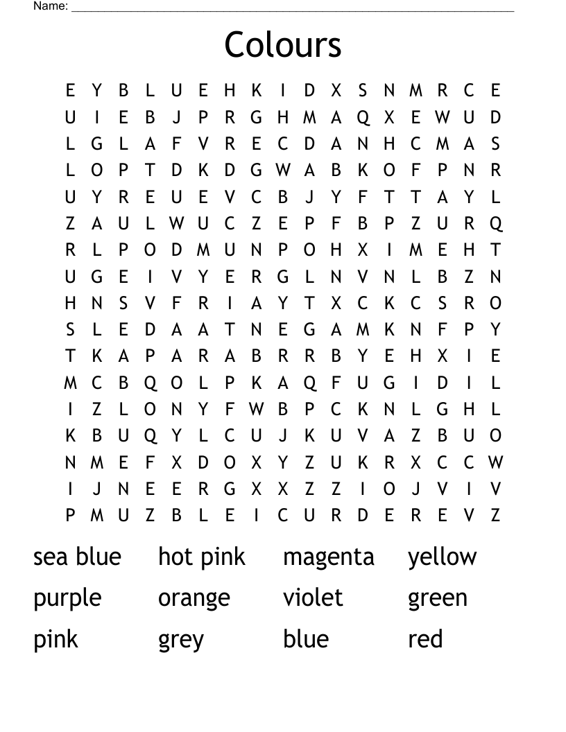 Colours Word Search