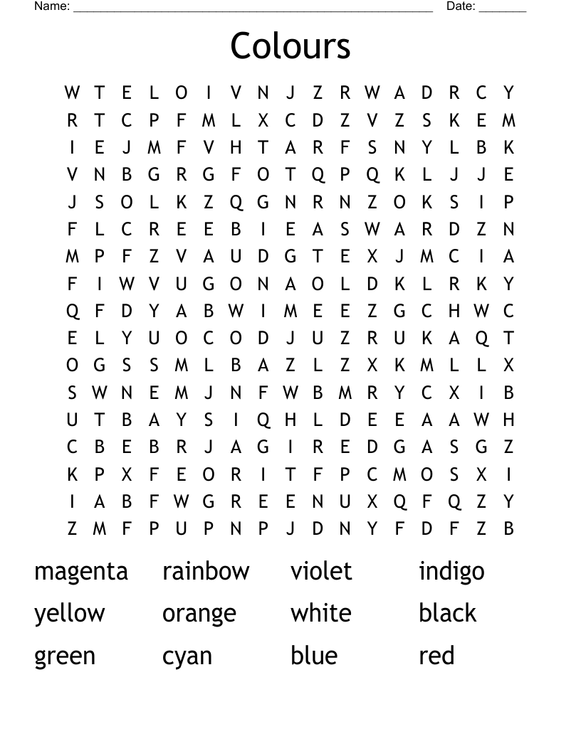 Colours Word Search