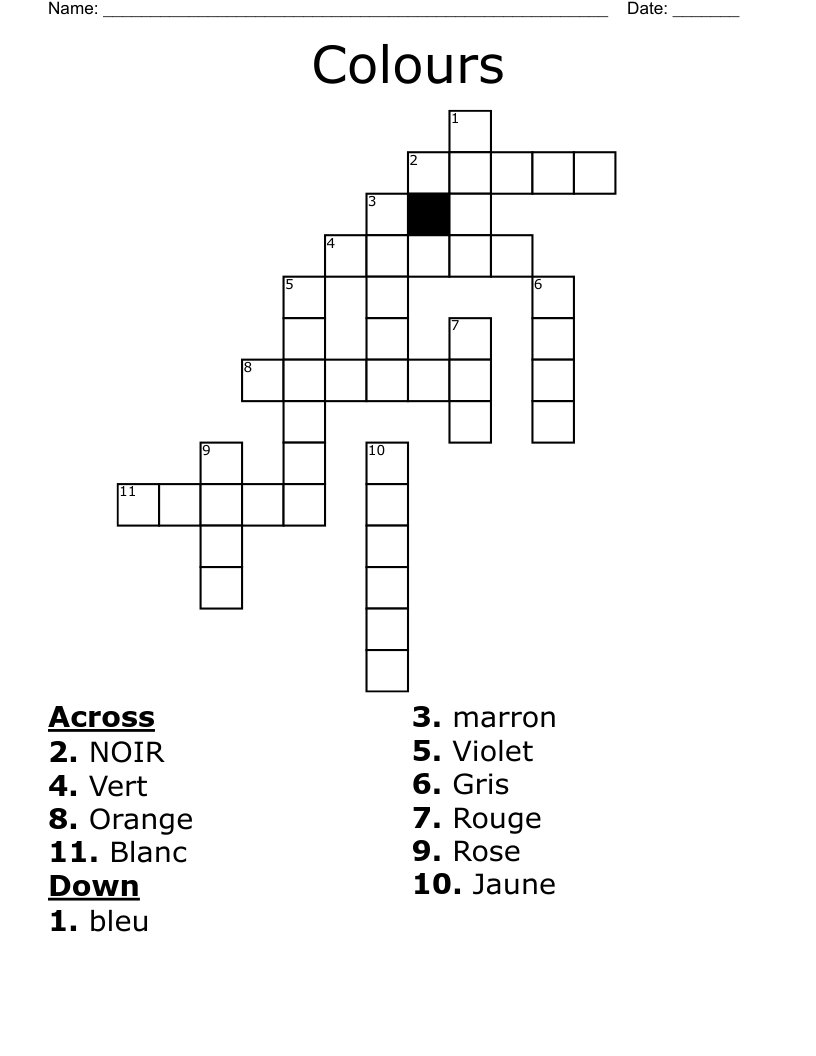 Colours Crossword