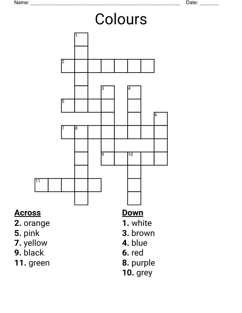 Colours Crossword