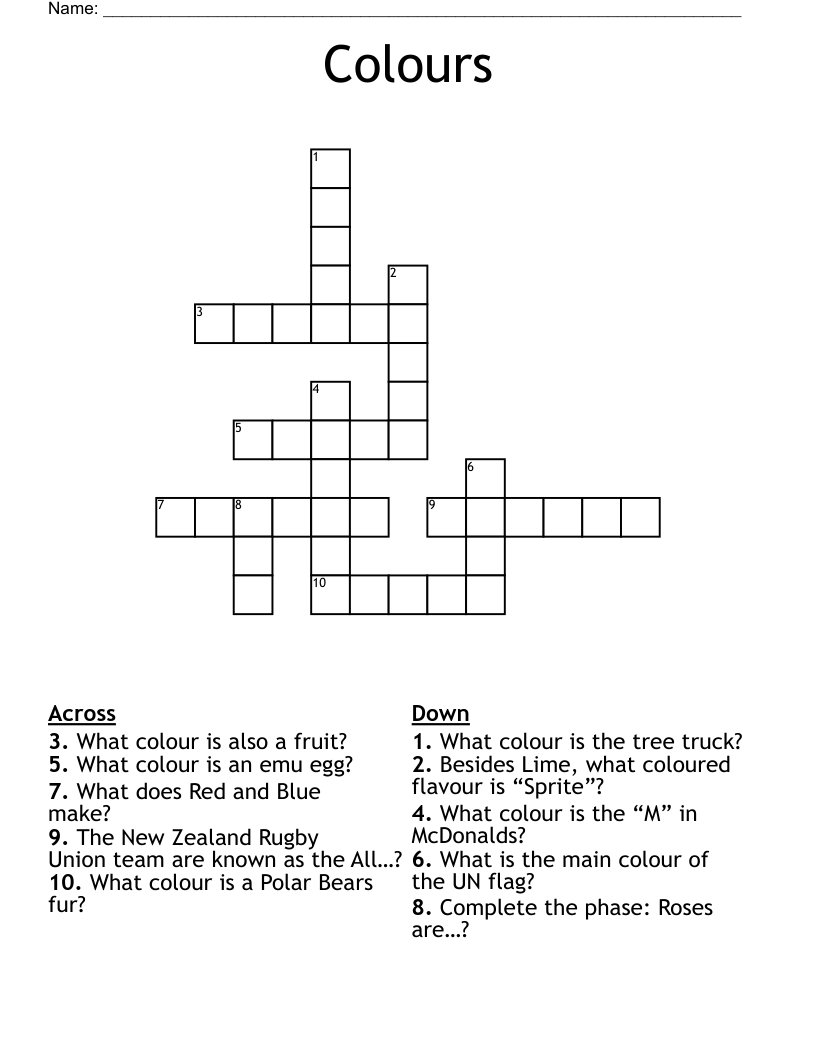 Colours Crossword