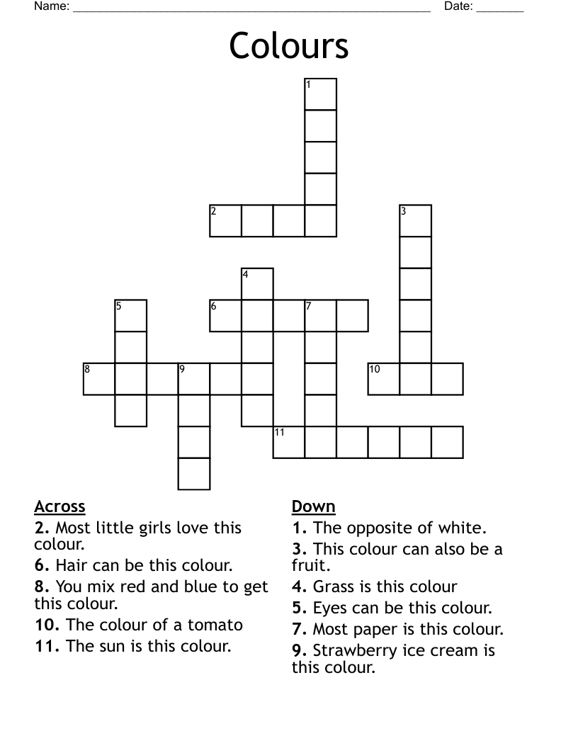 Colours Crossword