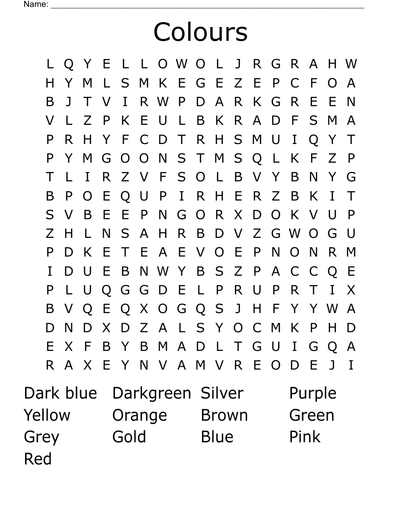 Colours Word Search
