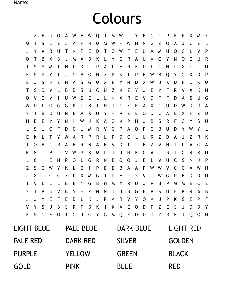 Colours Word Search