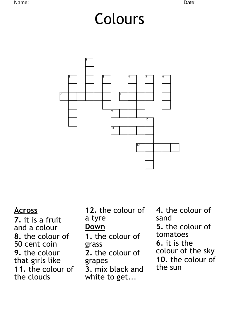 Colours Crossword