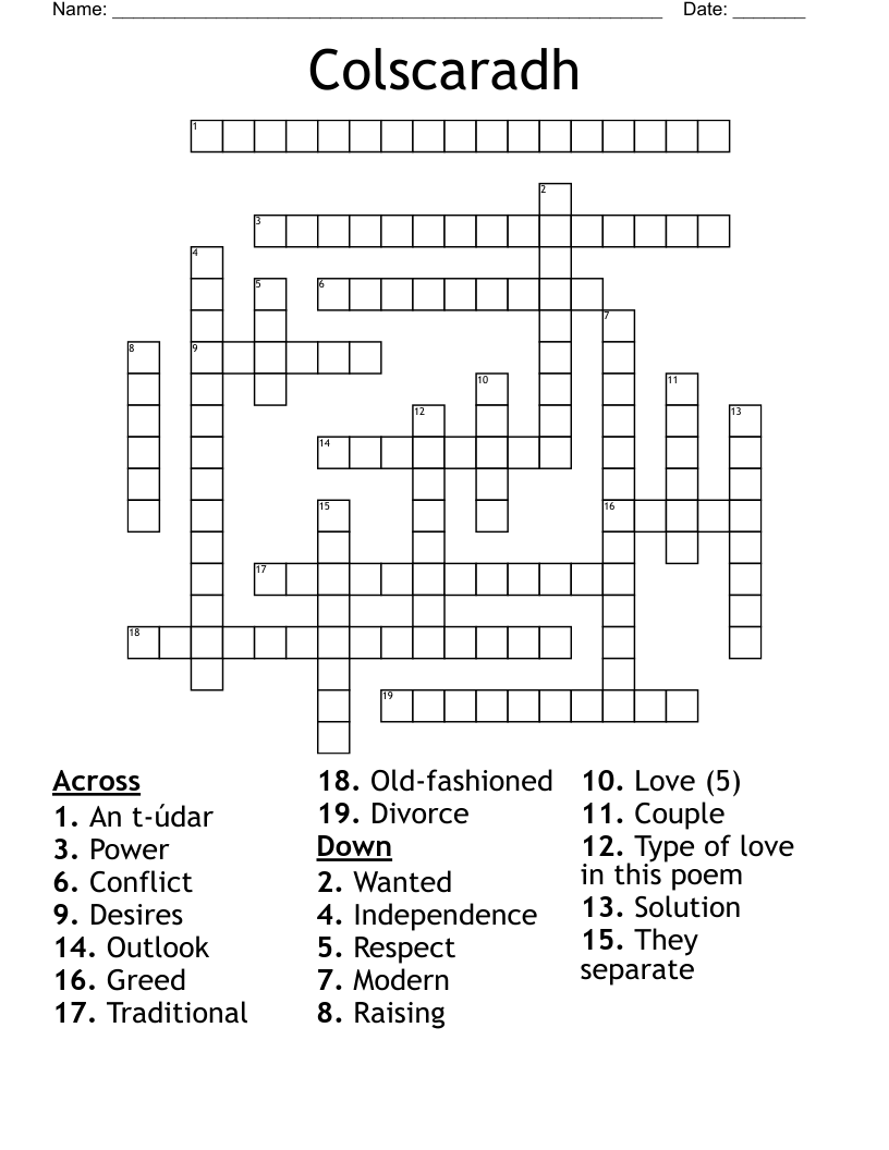 Colscaradh Crossword
