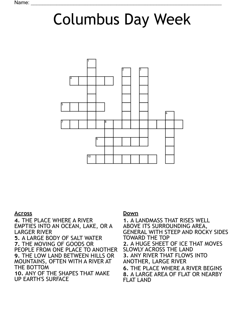 Columbus Day Week  Crossword