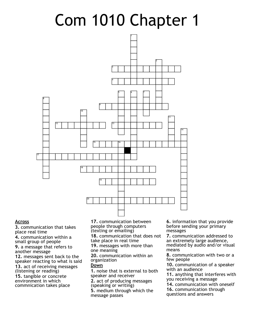 Com 1010 Chapter 1 Crossword