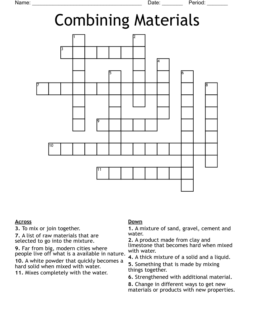 Combining Materials  Crossword