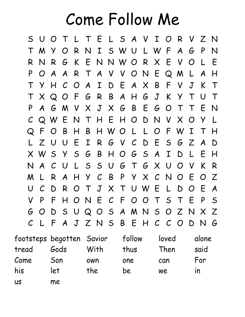 Come Follow Me Word Search