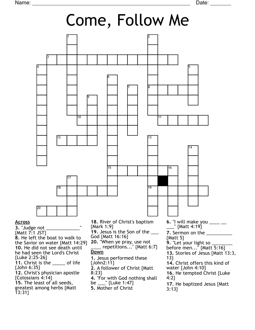 Come, Follow Me Crossword