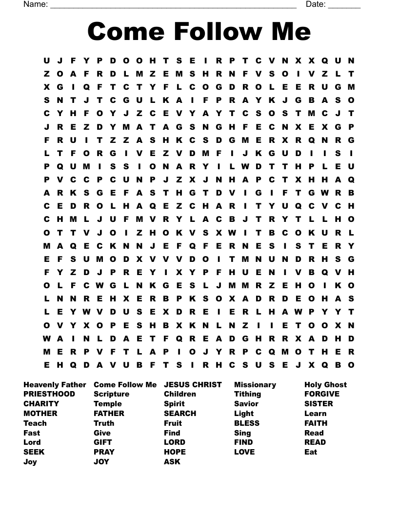 Come Follow Me Word Search