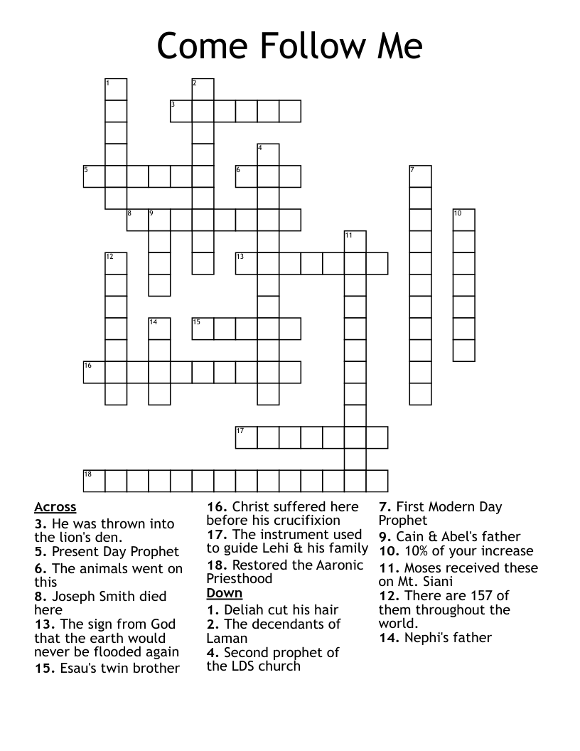 Come Follow Me Crossword