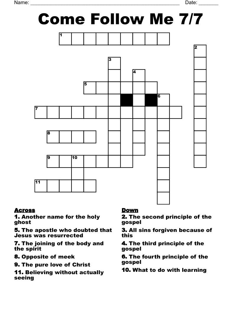Come Follow Me 7/7 Crossword