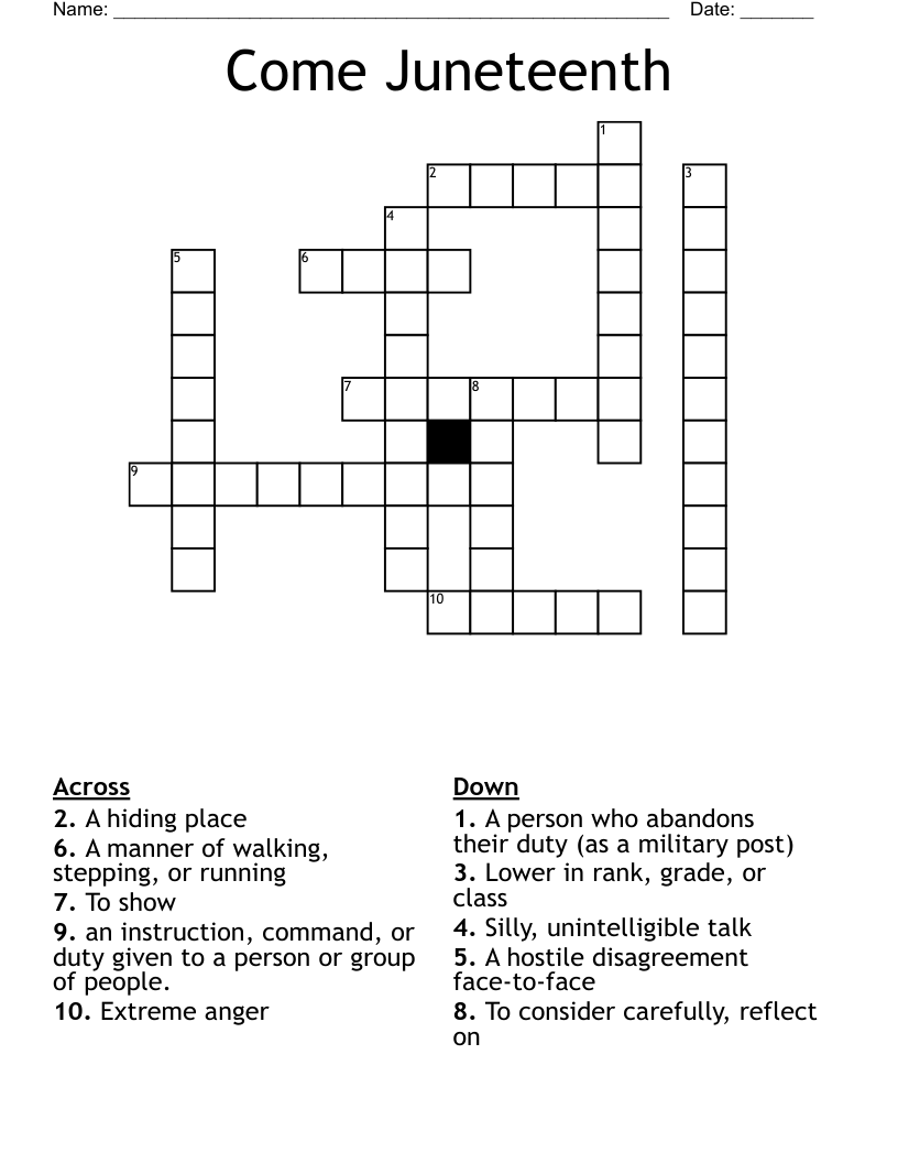 Come Juneteenth Crossword