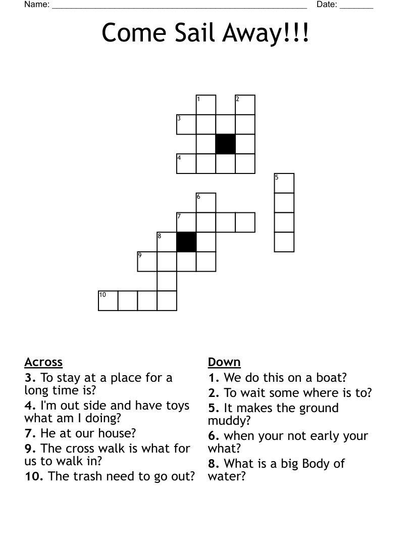 Come Sail Away!!! Crossword