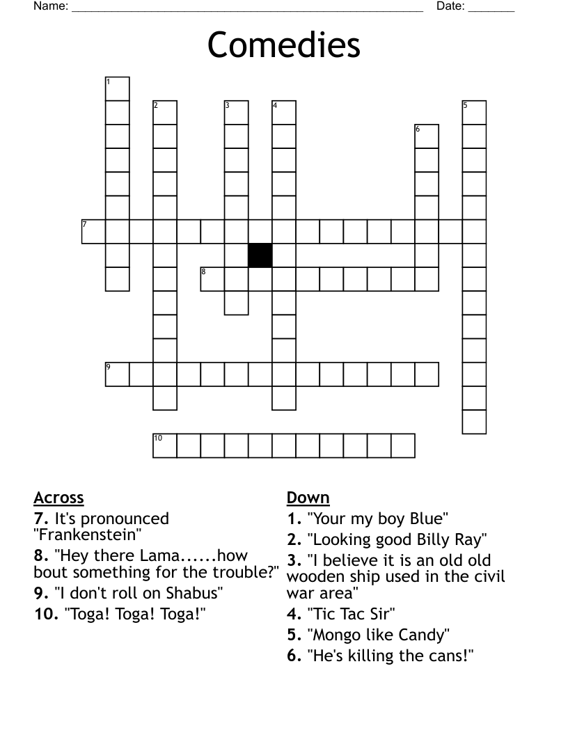 Comedies Crossword