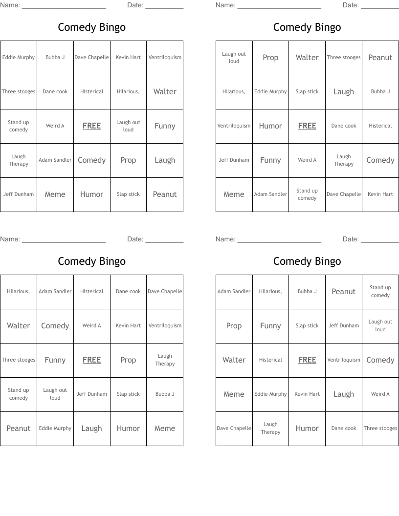 Comedy Bingo