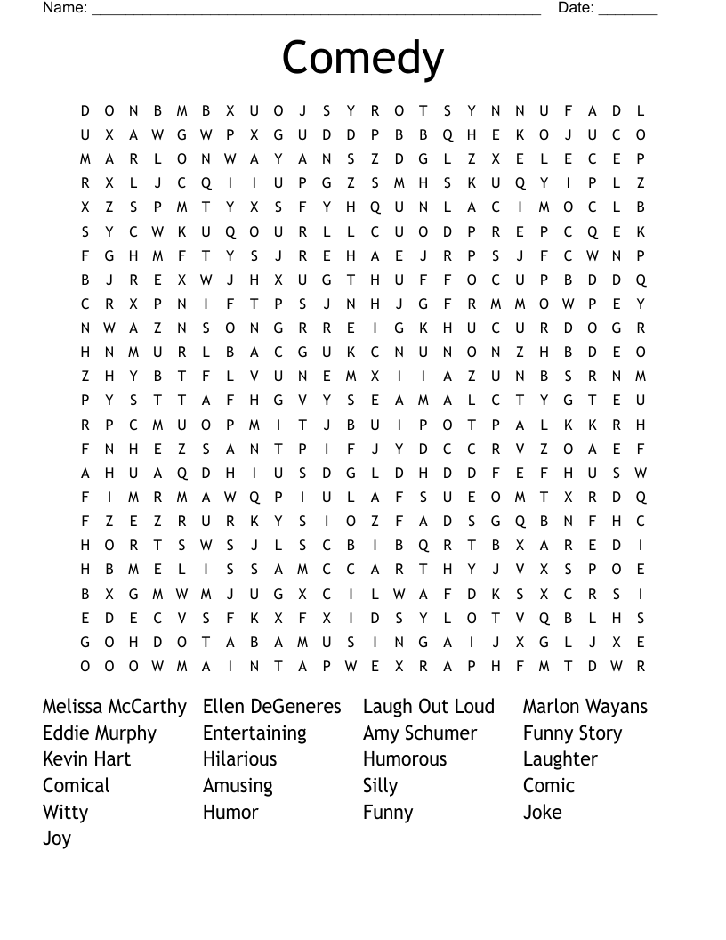 Comedy  Word Search