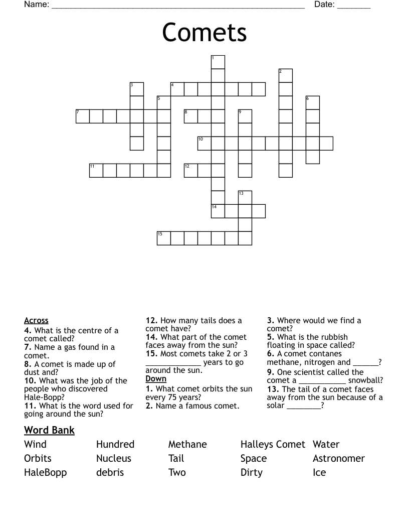 Comets Crossword
