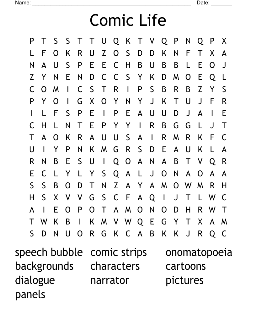 Comic Life Word Search