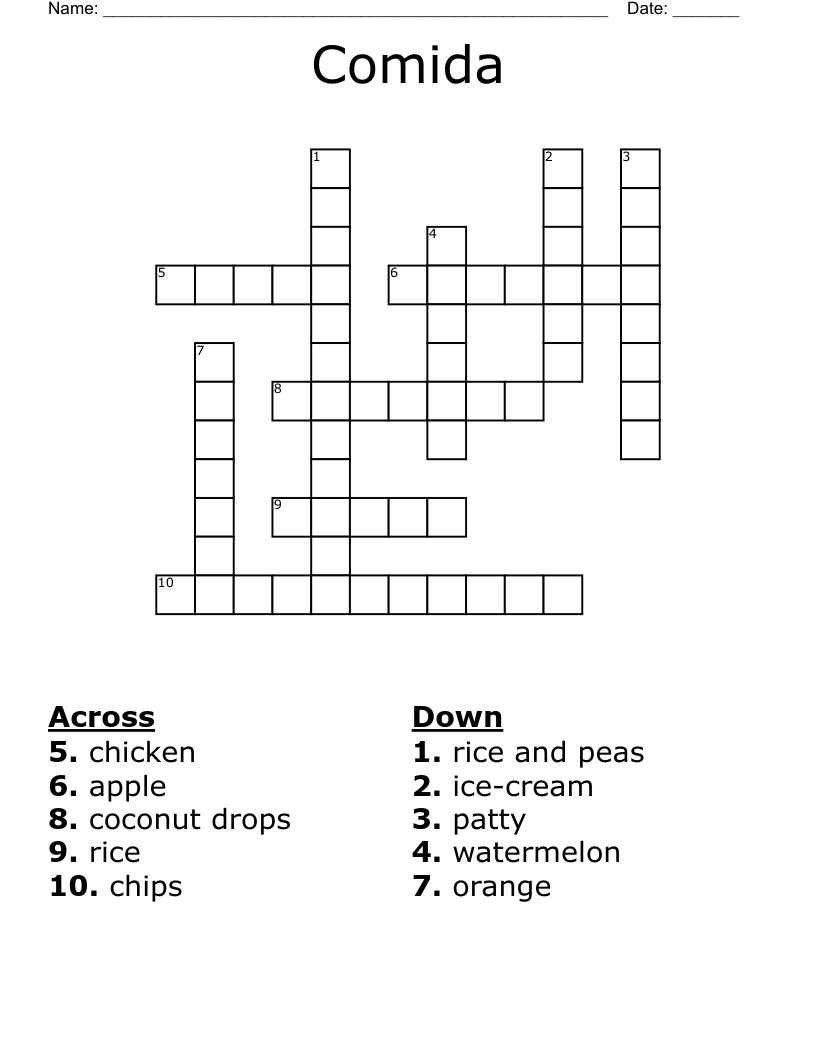 Comida Crossword