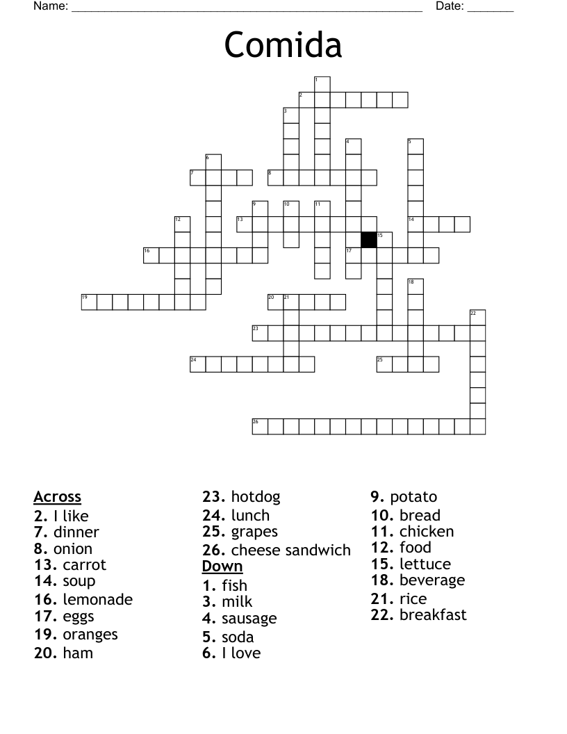 Comida Crossword
