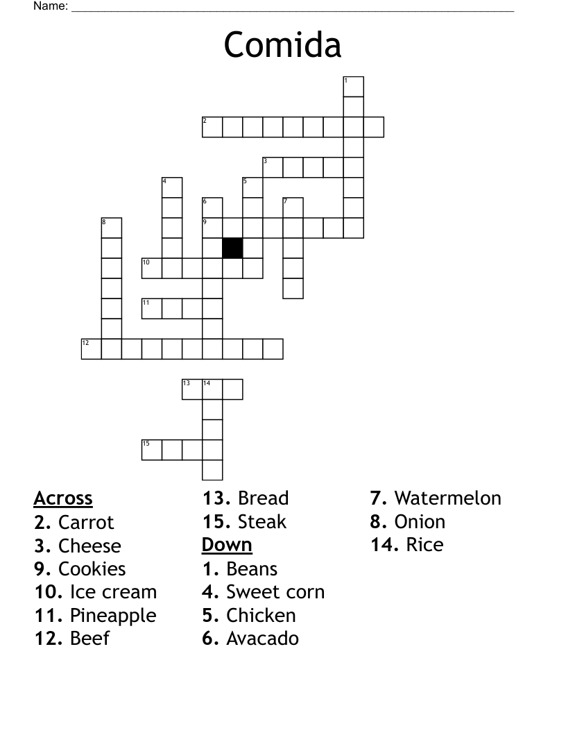 Comida Crossword