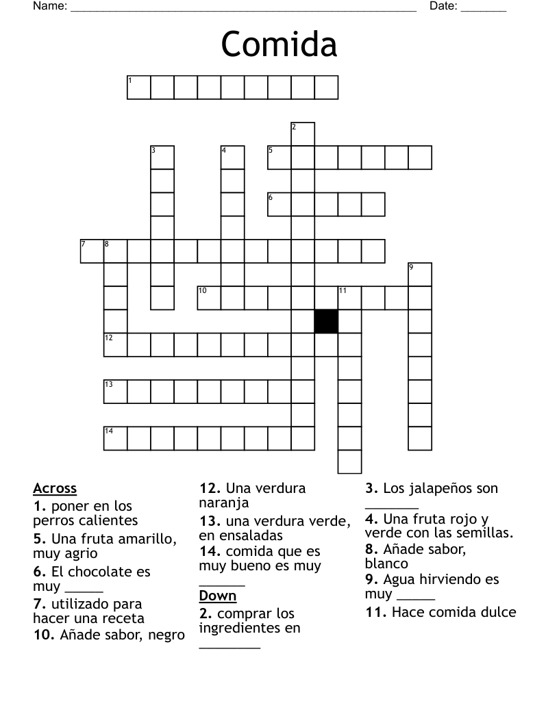 Comida Crossword