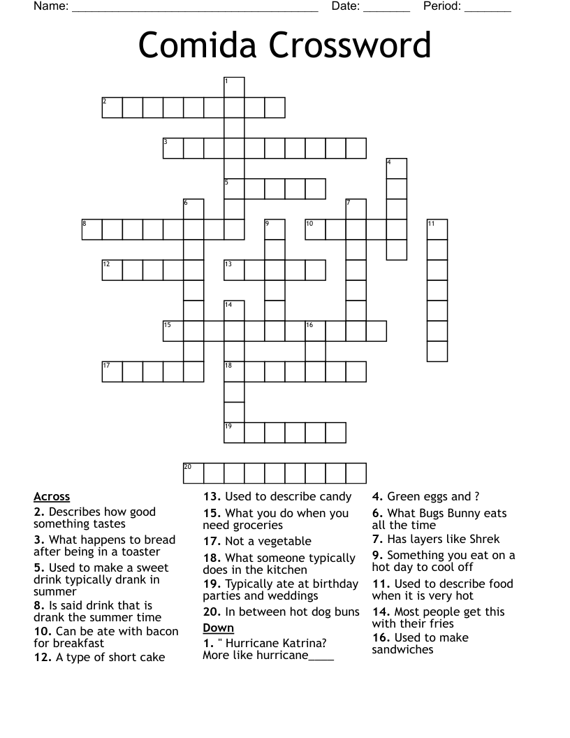 Comida Crossword