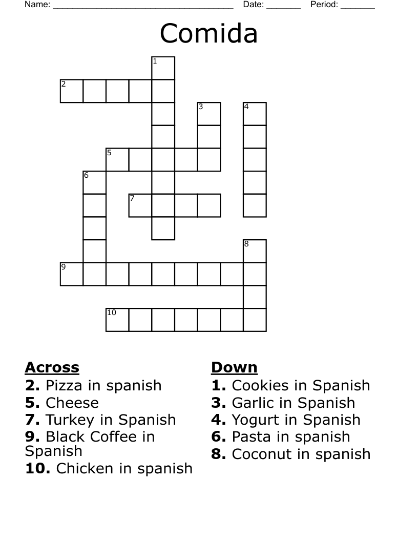 Comida  Crossword