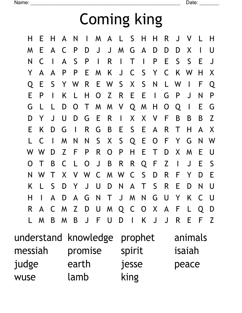 Coming king Word Search
