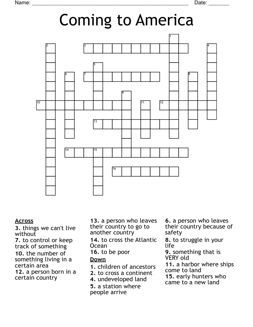 Coming to America Crossword