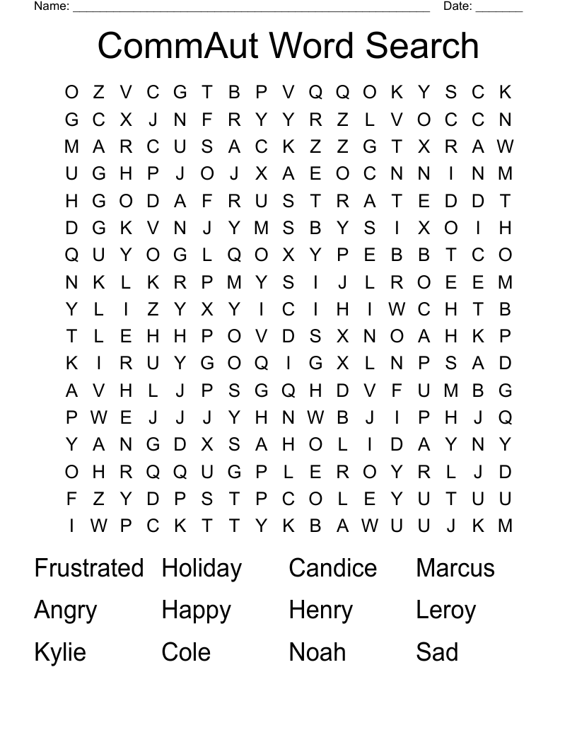 CommAut Word Search
