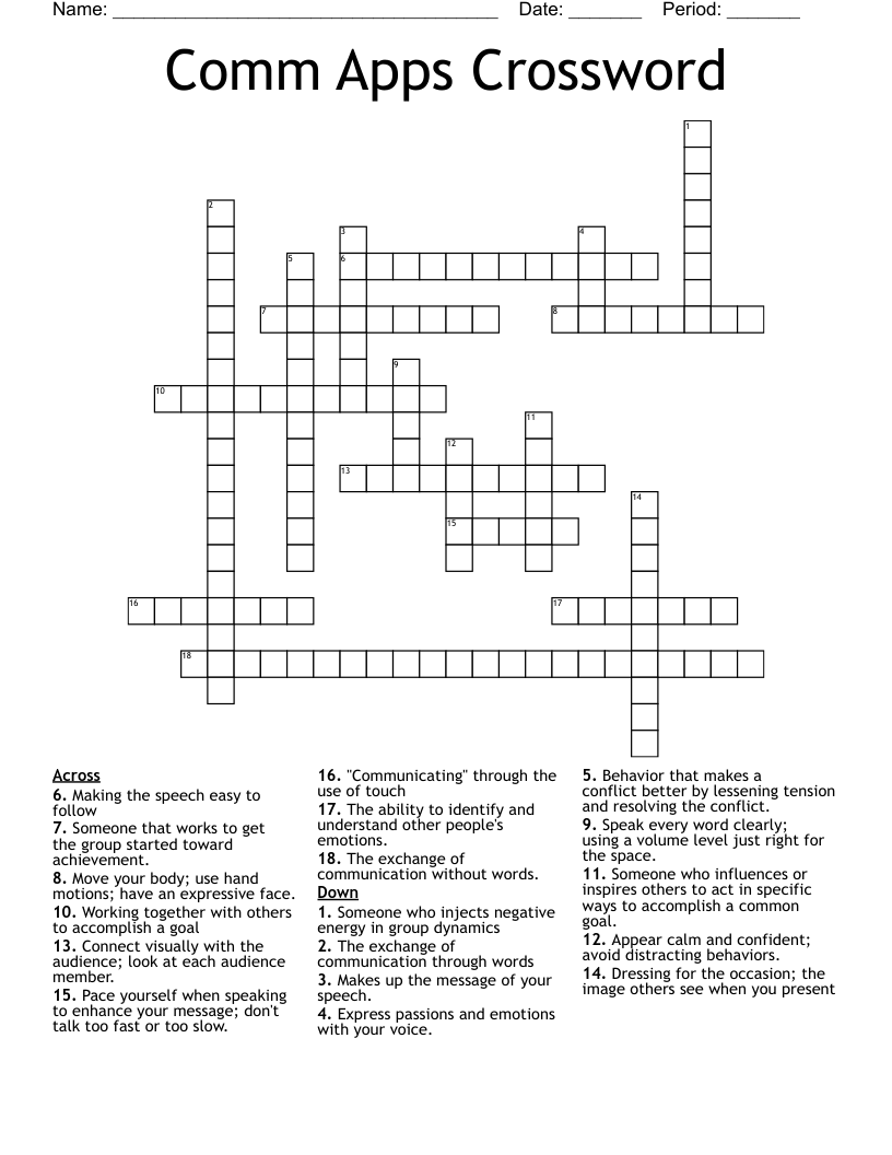Comm Apps Crossword