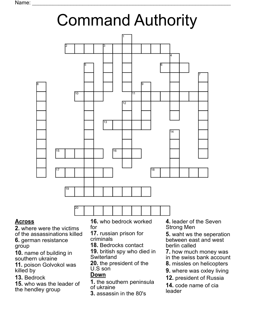 Command Authority Crossword