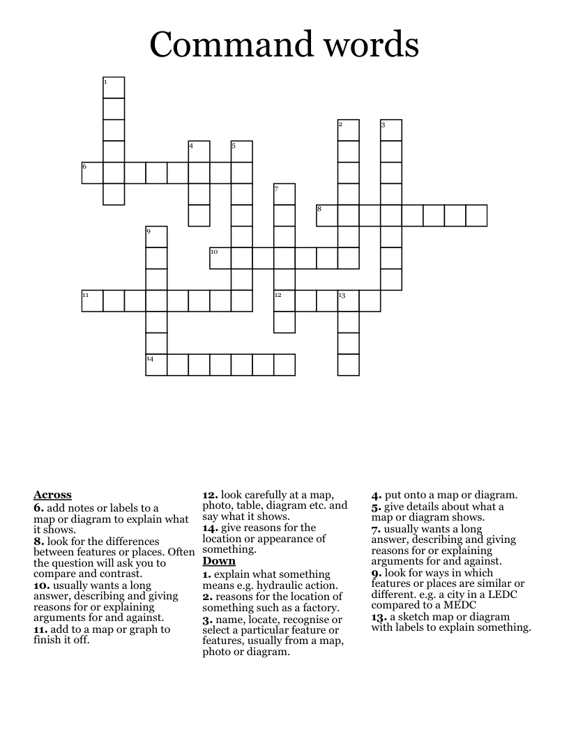 Command words Crossword