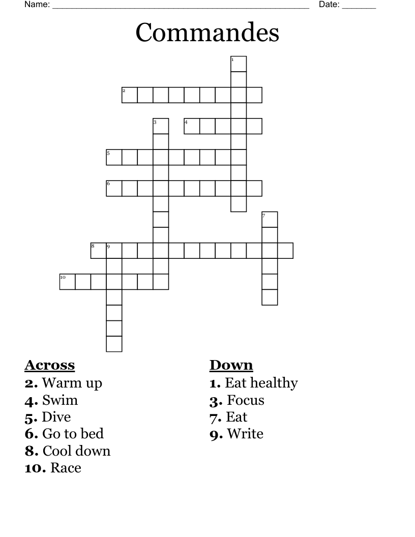 Commandes Crossword