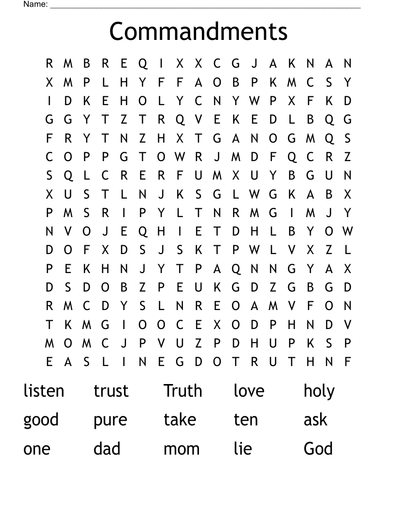 Commandments Word Search